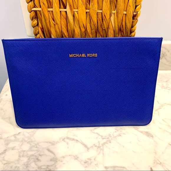 Michael Kors Blue Saffiano Leather IPad Sleeve